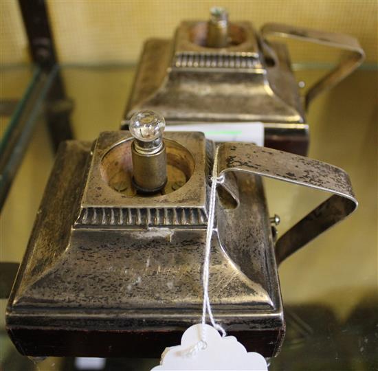 Pair of silver chambersticks (lacking shades)